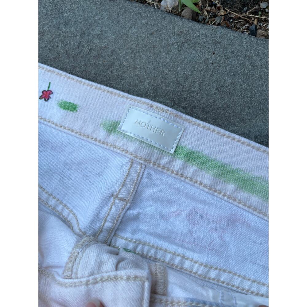 MOTHER The Rider Skimp Straight Leg Jeans Moto-Rabbit Distressed Paint 34 🎨 - Picture 7 of 13